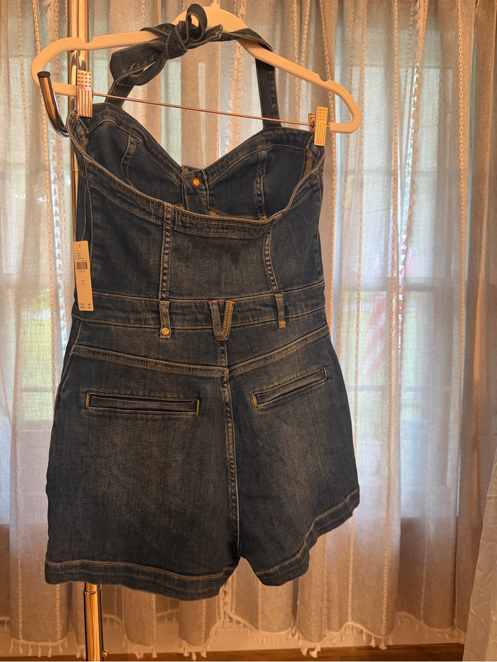 Pilcro Dark Blue Denim Halter Romper - Picture 3 of 9